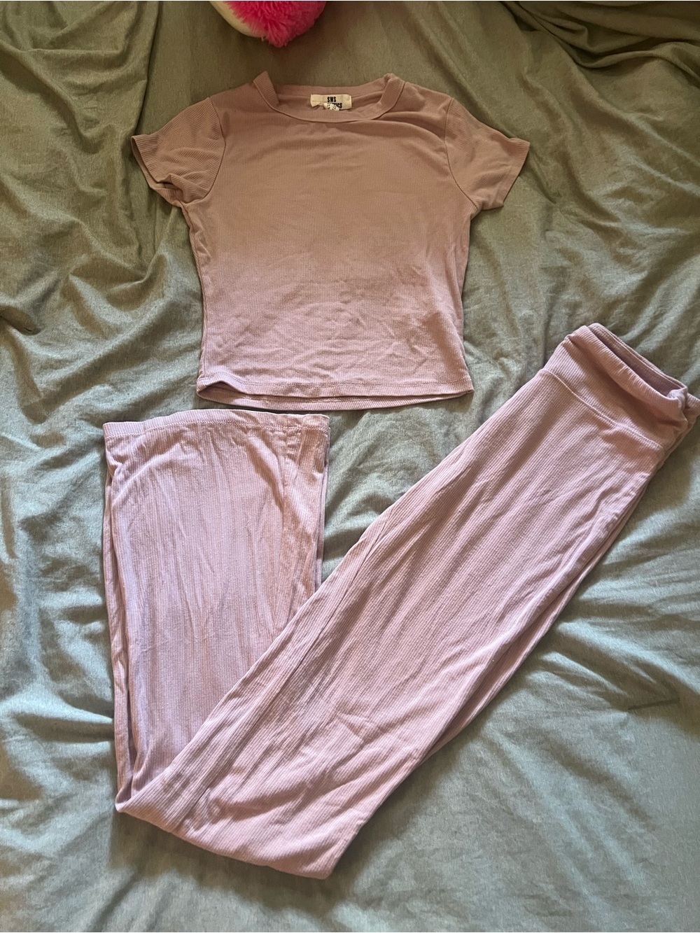 Urban Planet Dusty Lavender Ribbed Two-Piece Set
